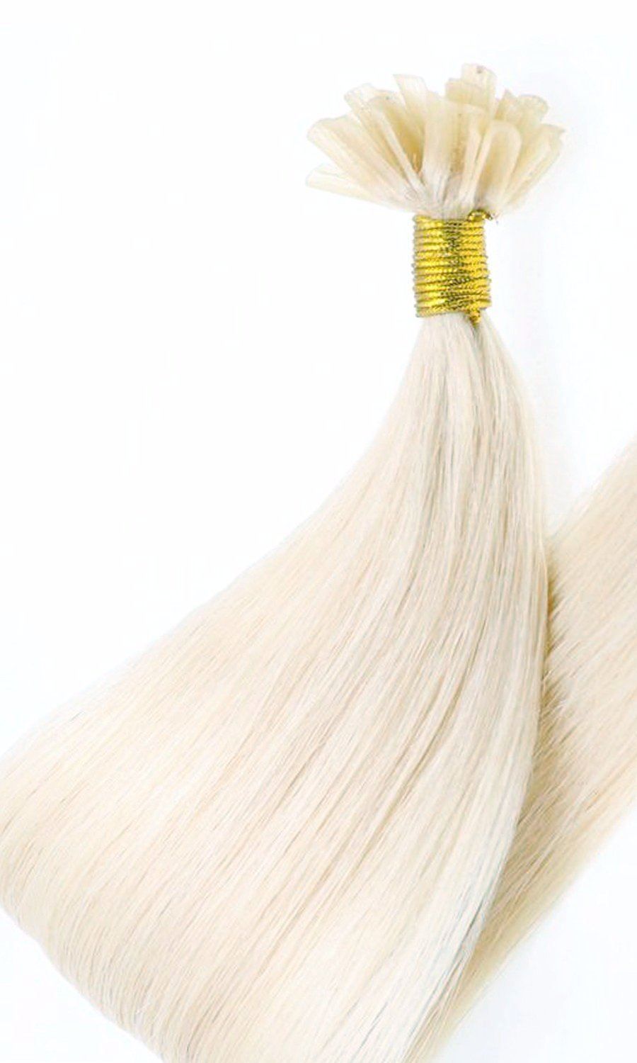 Platinblond Keratin Bondings Haarverlängerungen 