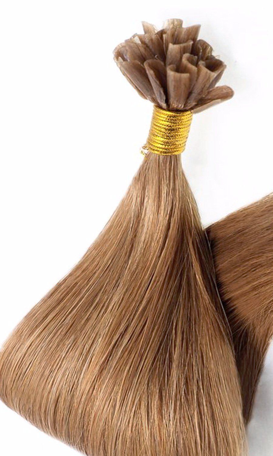 Hellbraun-Karamell Keratin Bonding haarverlängerungen 