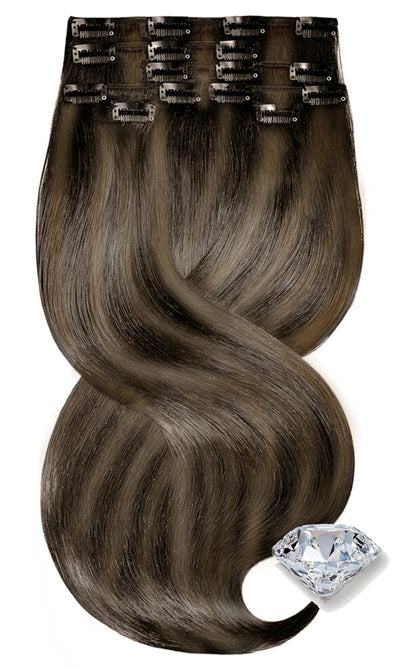 Pure Diamonds Natur-Goldbraun & Hellbraun-Karamell Clip-in Echthaar Extensions