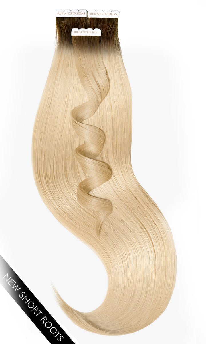 Tape-in Extensions (kurzer Ansatz), Schoko-Dunkelbraun & Honigblond