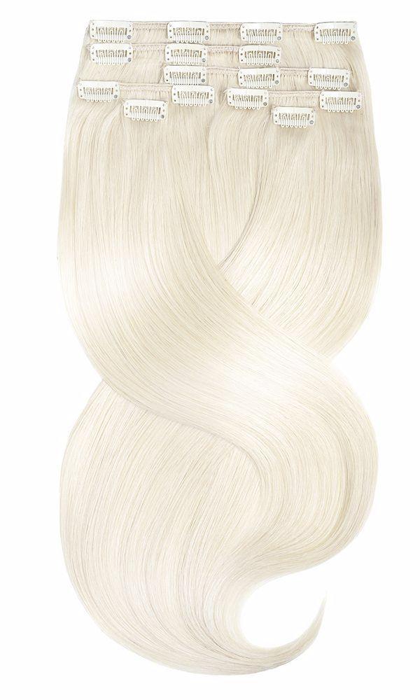 100% Echthaar Platinblond Clip-in Hair Extensions