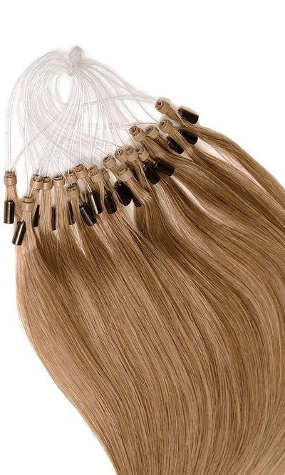 Hellbraun-Karamell Microring Hair Extensions