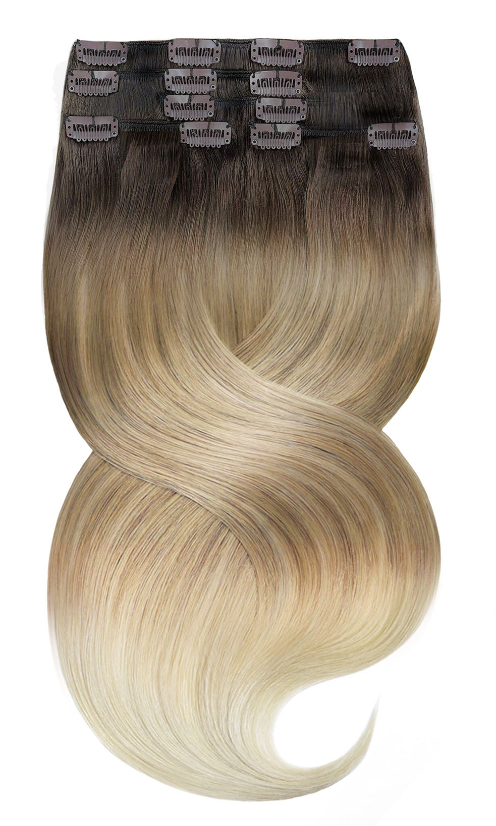 CLIP IN OMBRÉ BALAYAGE Schoko-Dunkelbraun & Hellblond