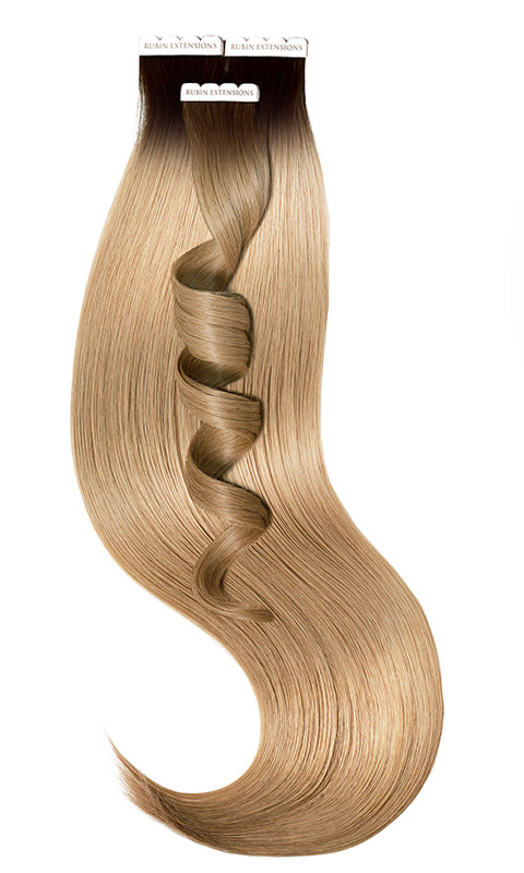 Tape-in Extensions (kurzer Ansatz), Schoko-Dunkelbraun & Hellbraun-Karamell