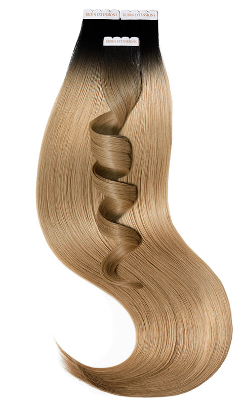 Tape-in Extensions (kurzer Ansatz), Schwarz & Hellbraun-Karamell