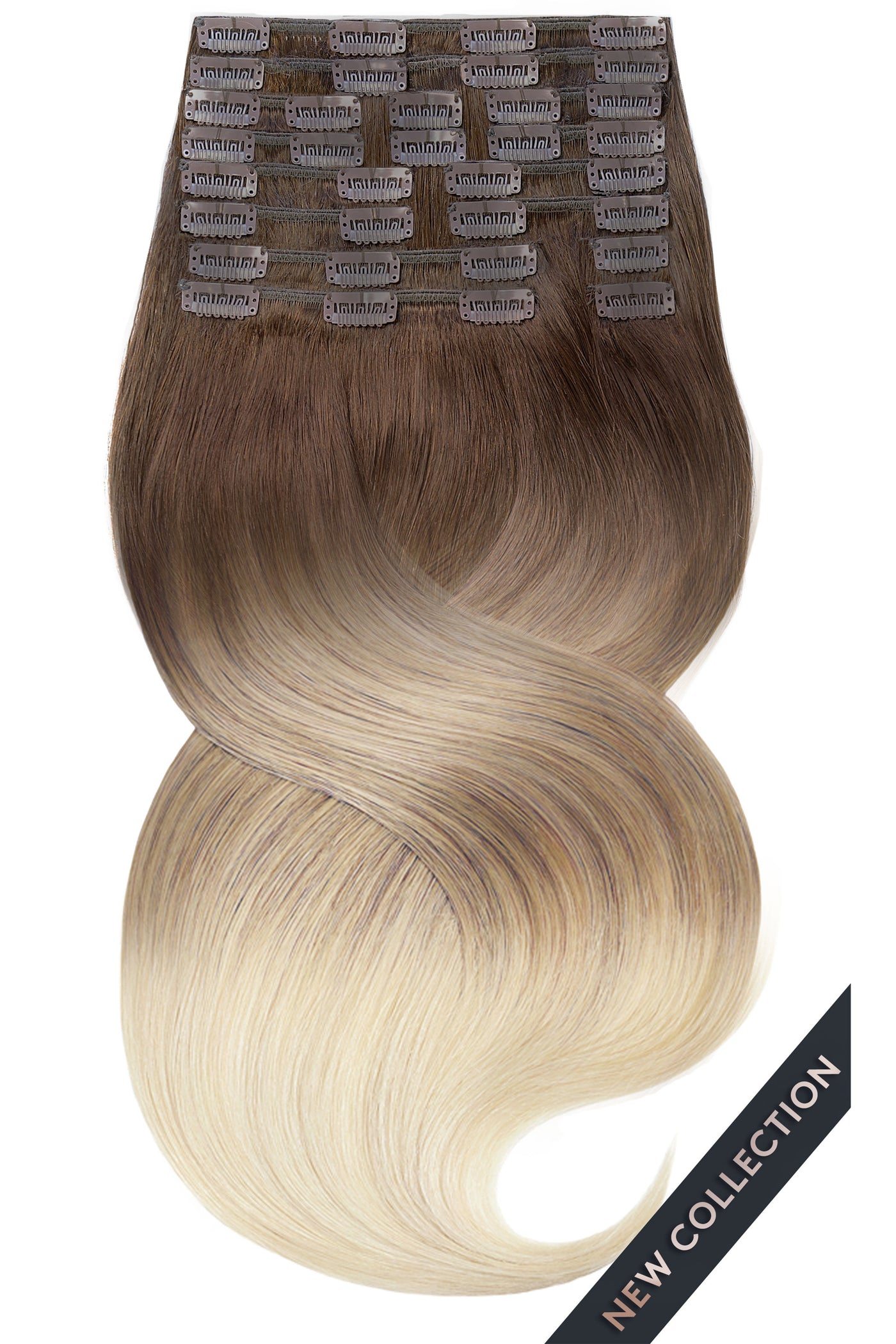 CLIP IN OMBRÉ BALAYAGE Schoko-Dunkelbraun & Platinblond