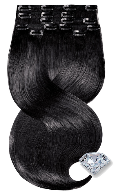 Pure Diamonds Schwarz Clip-in Echthaar Extensions